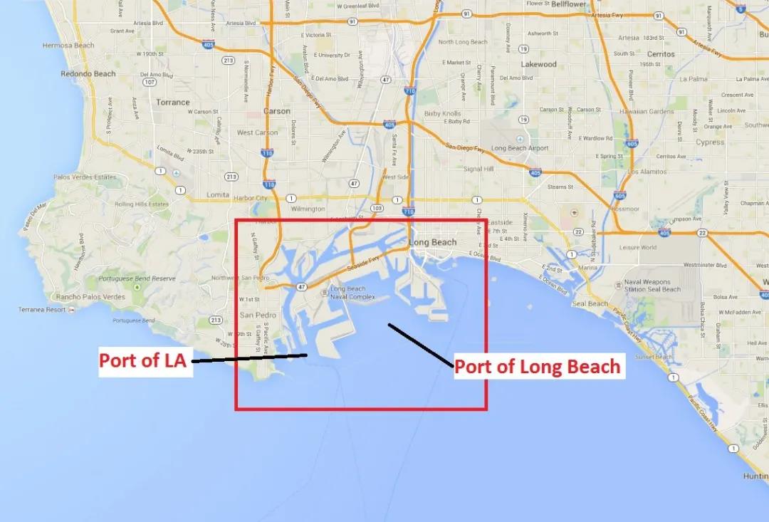 和大家分享下美国洛杉矶la和lb港口的码头分布及各船司部分航线挂靠